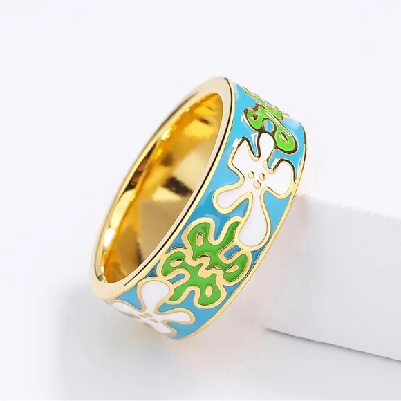 Creative Chunky Enamel 925 Silver Plated Ring SIZE 9 NWT - Picture 4 of 5